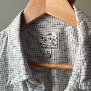 Lucky Brand White and Black Casual Button Down Shirt